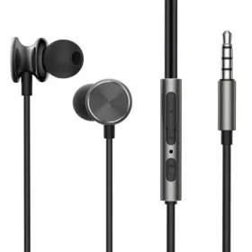   Joyroom Vezetékes Fülhallgató, Fülbe helyezhető fejhallgató távirányítóval és mikrofonnal, 3.5mm Jack, Sötétszürke (JR-EW03)