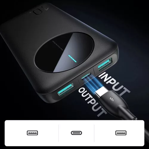 Powerbank Joyroom JR-PBF12 10000mAh 2.4A 2x USB-A 1x USB-C - fekete-6956116713256 9 kép
