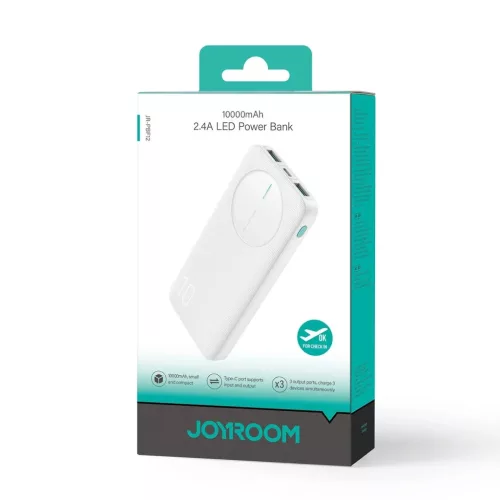 Powerbank Joyroom JR-PBF12 10000mAh 2.4A 2x USB-A 1x USB-C - fehér-6956116713263 7 kép