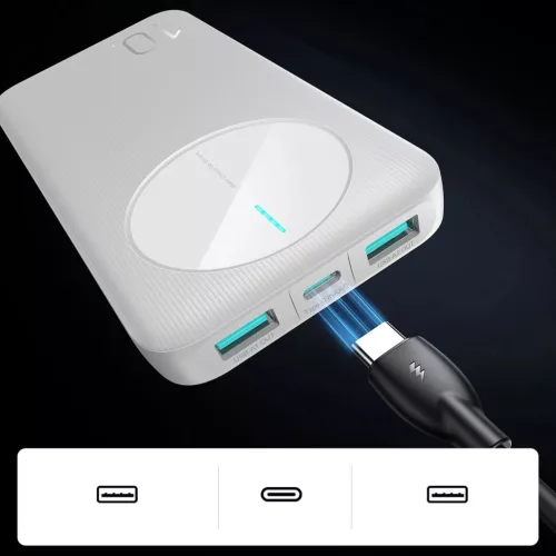 Powerbank Joyroom JR-PBF12 10000mAh 2.4A 2x USB-A 1x USB-C - fehér-6956116713263 8 kép