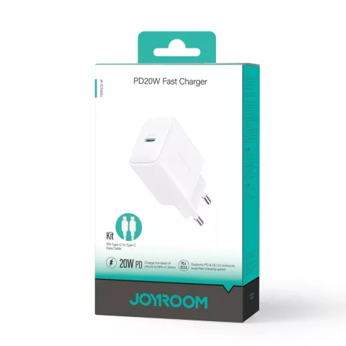 Joyroom JR-TCF20 USB-C PD 20W hálózati töltő - fehér + USB-C / US-6956116723118 8 kép