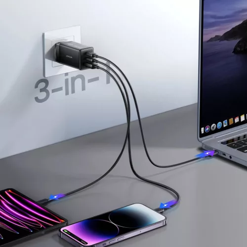 Hálózati töltő Joyroom JR-TG10 65 W GaN 2x USB-C + USB-A kábellel-6956116790172 9 kép