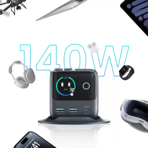 Joyroom Podix JR-TRD01 GaN 140W Asztali Töltő 5 Porttal és Két Aut-6956116762223 7 kép