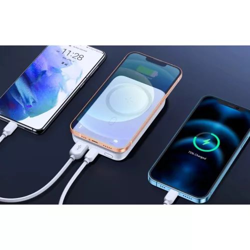 Mini Vezeték nélküli PowerBank 20W 10000mAh Joyroom JR-W020 (fehér-6941237119698 4 kép