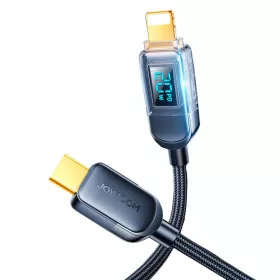   Joyroom USB C - Lightning kábel 20W-os teljesítménnyel és töltési teljesítmény kijelzővel 1,2 m fekete (S-CL020A4)