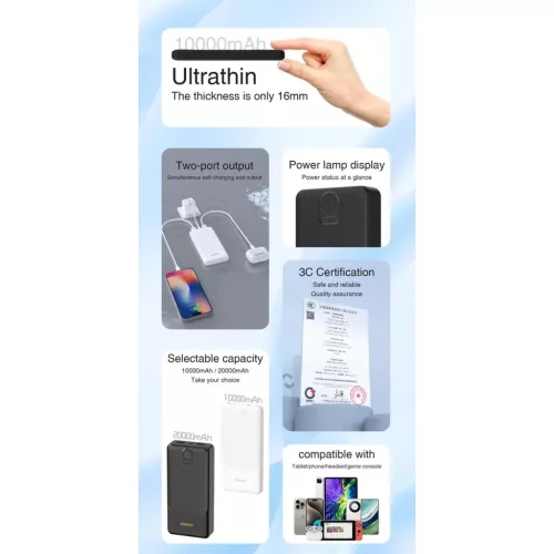 Powerbank Dudao K10 10000mAh 2.4A 2 x USB-A - fekete-6976625333943 3 kép