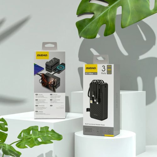 Dudao K11 Max 30000mAh Powerbank beépített kábelekkel - Fekete-6977196681914 4 kép