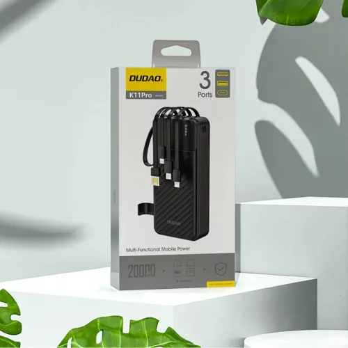 Dudao K11 Pro 20000mAh Powerbank beépített kábelekkel - Fekete-6977196681877 4 kép