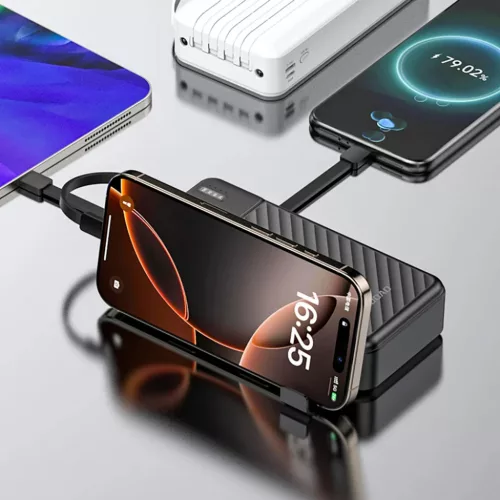 Dudao K11 Pro 20000mAh Powerbank beépített kábelekkel - Fekete-6977196681877 6 kép