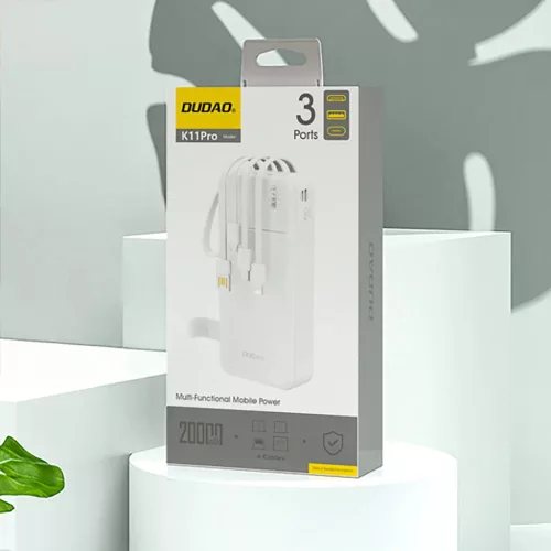 Dudao K11 Pro 20000mAh Powerbank beépített kábelekkel - Fehér-6977196681884 4 kép