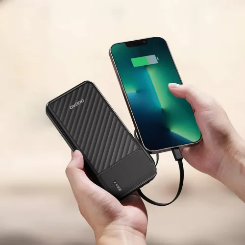 Dudao K11 10000mAh powerbank beépített kábelekkel - fekete-6977196681853 2 kép