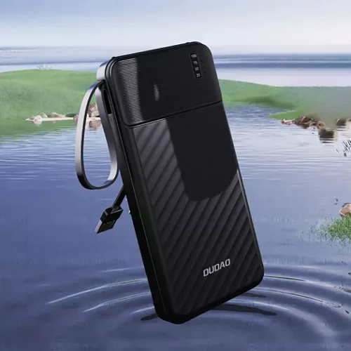 Dudao K11 10000mAh powerbank beépített kábelekkel - fekete-6977196681853 5 kép