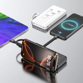 Dudao K11 10000mAh Powerbank beépített kábelekkel - Fehér-6977196681860 2 kép