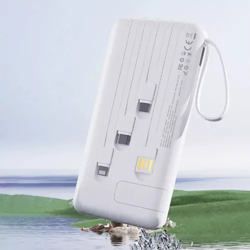 Dudao K11 10000mAh Powerbank beépített kábelekkel - Fehér-6977196681860 3 kép