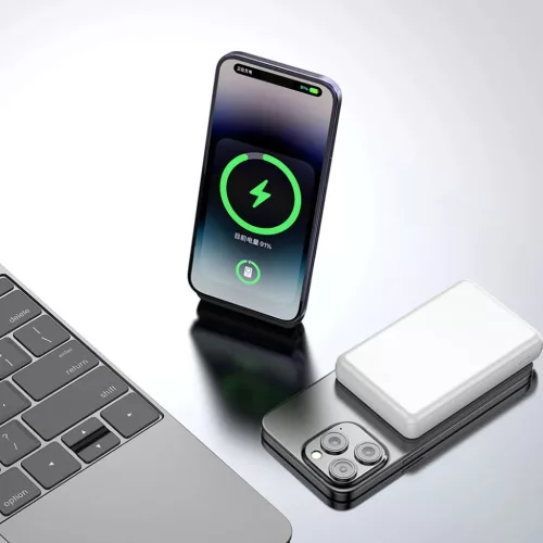 Dudao K14S Mágneses Power Bank 20W 5000mAh 1x USB-A 1x USB-C - Fehér-6977196685721 4 kép