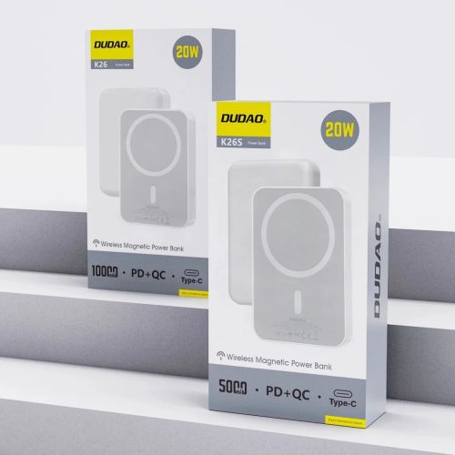 Powerbank Dudao K26S 5000mAh 20W USB-A / USB-C / MagSafe - fehér mags-6976625333738 10 kép