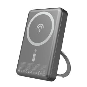   Dudao K28 10000mAh PD 22.5W MagSafe Powerbank fém tokkal és gyűrűs állvánnyal - Szürke