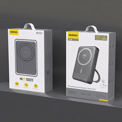 Dudao K28 10000mAh PD 22.5W MagSafe Powerbank fém tokkal és gyűrűs-6977196680146 2 kép