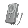Dudao K29 10000mAh PD 20W MagSafe Power Bank fém tokkal, állvánnyal és beépített USB-C/Lightning kábelekkel - Szürke