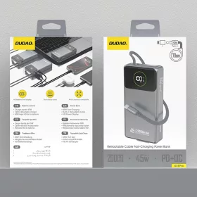 Powerbank Dudao K31 Pro 45W 20000mAh beépített, visszahúzható USB--6977196682010 2 kép