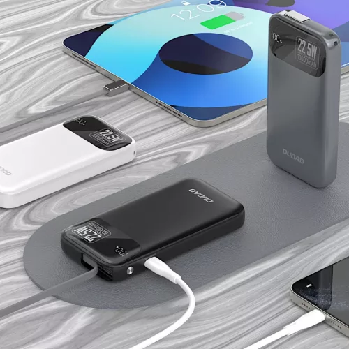 Dudao K31 10000 mAh 22.5W PD Powerbank beépített kábellel - Szürke-6977196681990 4 kép