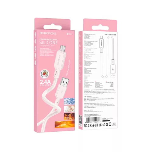 Borofone Kábel BX94 Crystal szín - USB-ről Micro USB-re - 2,4A 1 m�-6941991102868 4 kép