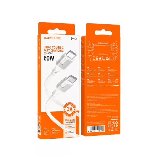 Borofone Kábel BX101 Creator - Type C to Type C - 60W 3A 1 méter feh-6941991108303 4 kép