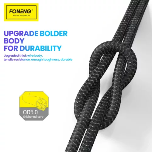 Foneng Kábel X82 - USB to Type C - 3A 1 méter fekete-6970462518433 2 kép