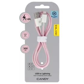   Blavec Candy fonott kábel - USB to Lightning - 2,4A 3 méter (CCA-UL24P30) rózsaszín