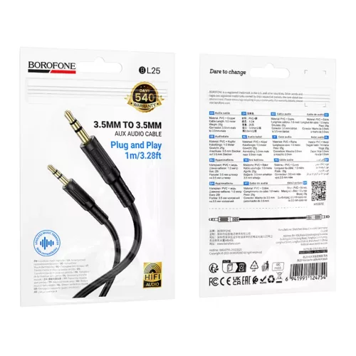 Borofone Kábel AUX BL25 Nice - jack 3,5mm to jack 3,5mm - 1 méter fe-6941991124754 9 kép