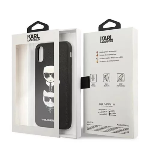 Karl Lagerfeld Saffiano Karl&Choupette Head tok iPhone XS Max - fekete-3666339055011 7 kép
