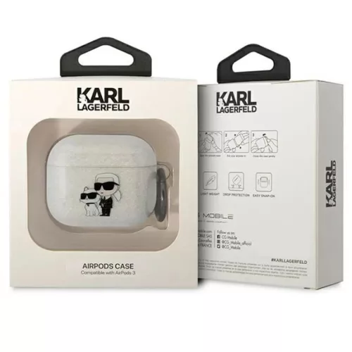Karl Lagerfeld KLA3HNKCTGT AirPods 3 tok transzparens glitter Karl&Cho-3666339088125 3 kép