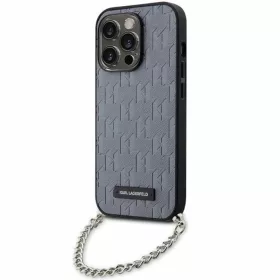   Karl Lagerfeld KLHCP14XSACKLHPG iPhone 14 Pro Max 6.7" ezüst/ezüst keménytok Saffiano Monogram Chain tok