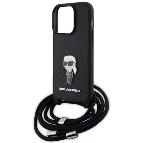  iPhone 15 Pro Fekete Karl Lagerfeld Crossbody Saffiano Monogram Metal-3666339165895 5 kép