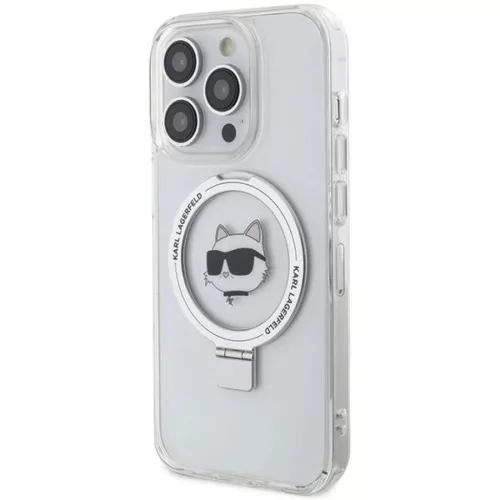  iPhone 15 Pro 6.1" fehér/fehér Karl Lagerfeld kemény tok Ring Stan-3666339168650 2 kép