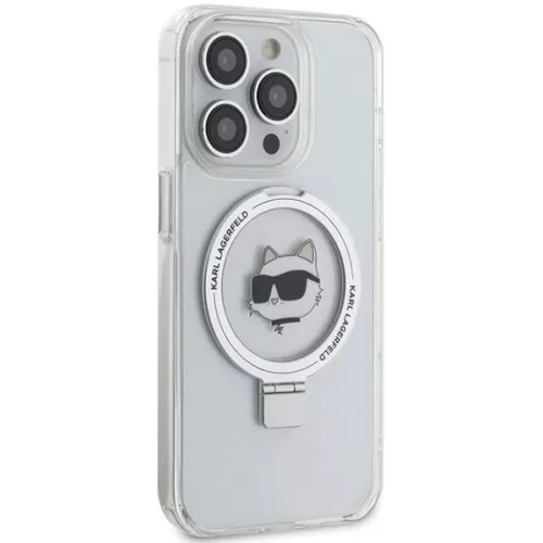  iPhone 15 Pro 6.1" fehér/fehér Karl Lagerfeld kemény tok Ring Stan-3666339168650 4 kép