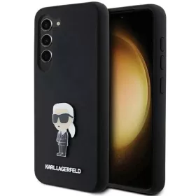   Karl Lagerfeld Szilikon Ikonikus Fém Kitűző tok Samsung Galaxy S23 - fekete