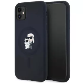   Karl Lagerfeld Szilikon Karl & Choupette MagSafe tok iPhone 11 -hez - fekete