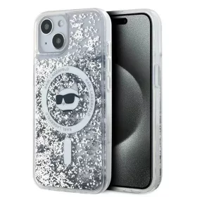    iPhone 14 Átlátszó Karl Lagerfeld Liquid Glitter Choupette Head MagSafe tok
