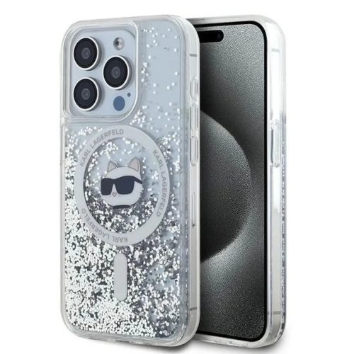 Karl Lagerfeld Liquid Glitter Choupette Head MagSafe tok iPhone 14 Pro-3666339285708 1 kép