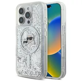    iPhone 16 Pro Max Átlátszó Karl Lagerfeld Liquid Glitter Karl & Choupette Fej Magsafe Tok