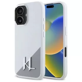    iPhone 16 6.1" fehér Karl Lagerfeld KLHMP16SSCMKMPCH kemény tok Silicone Initial Metal Logo MagSafe tok