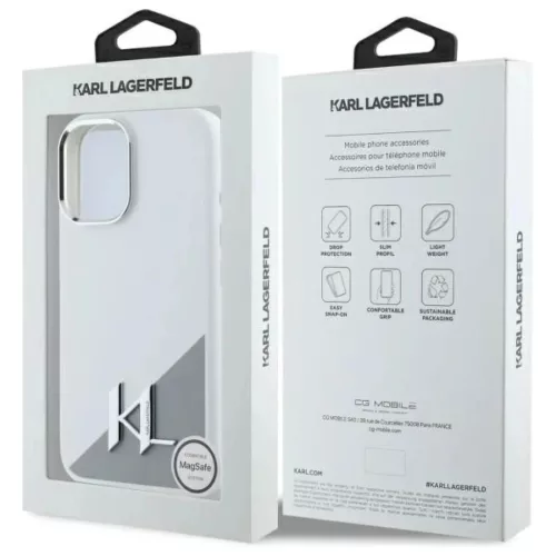  iPhone 16 6.1" fehér Karl Lagerfeld KLHMP16SSCMKMPCH kemény tok Sil-3666339318000 8 kép