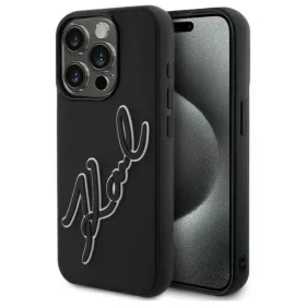    iPhone 15 Pro Max Karl Lagerfeld 3D Rubber Signature tok - fekete
