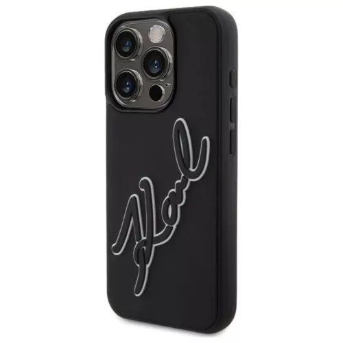  iPhone 15 Pro Max Karl Lagerfeld 3D Rubber Signature tok - fekete-3666339257576 2 kép