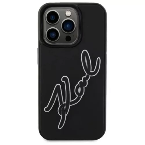  iPhone 15 Pro Max Karl Lagerfeld 3D Rubber Signature tok - fekete-3666339257576 3 kép
