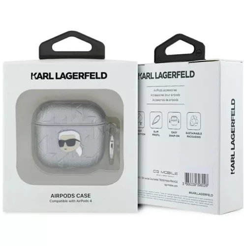 Karl Lagerfeld Monogram Karl Head tok AirPods 4-hez - ezüst-3666339452155 3 kép