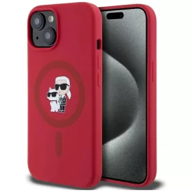    Apple iPhone 15 Piros Karl Lagerfeld Szilikon Karl&Choupette Fejek Gyűrűs MagSafe Tok