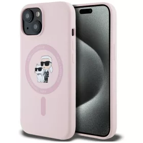    iPhone 15 Plus Pink Karl Lagerfeld Szilikon Karl&Choupette MagSafe tok