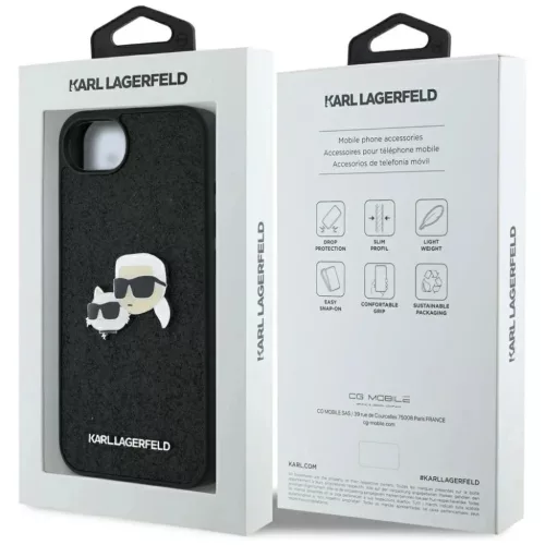  iPhone 16e Fekete Karl Lagerfeld Fixed Glitter Karl&Choupette Heads M-3666339453664 8 kép
